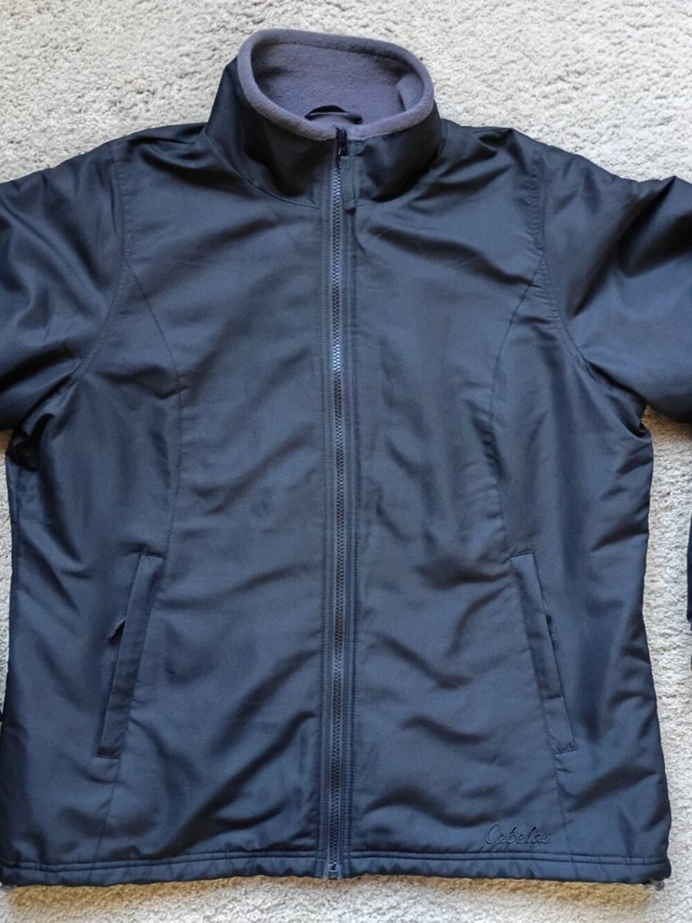 Cabela's Black Fleece Lined Shell Full Zip Jacket Windbreaker Women's Sz L NWOT